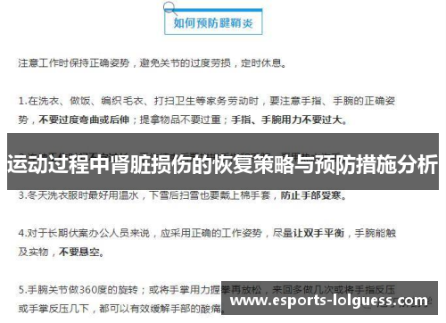 运动过程中肾脏损伤的恢复策略与预防措施分析